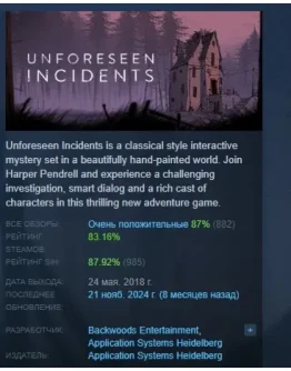 Unforeseen Incidents АВТОДОСТАВКА STEAM РОССИЯ