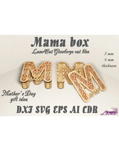 Шкатулка для мамы, макет для лазерной резки DXF CDR SVG