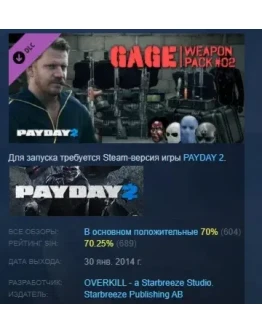 PAYDAY 2: Gage Weapon Pack #02 DLC STEAM РОССИЯ