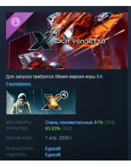 X4: Split Vendetta АВТОДОСТАВКА DLC STEAM РОССИЯ