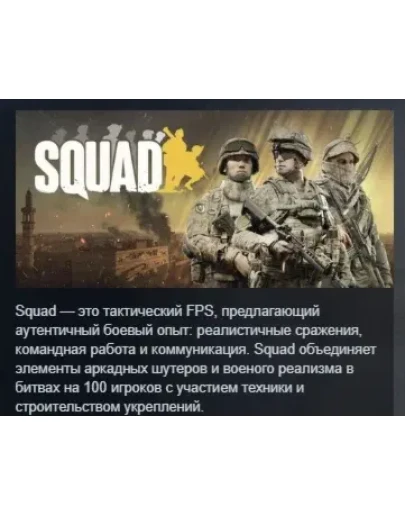 Squad STEAM KEY РОССИЯ СТИМ КЛЮЧ ЛИЦЕНЗИЯ