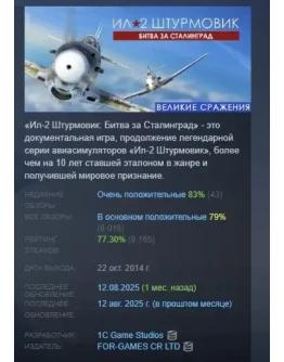 Ил-2 Штурмовик: Битва за Сталинград STEAM РОССИЯ Ил-2 Штурмовик: Битва за Сталинград STEAM РОССИЯ