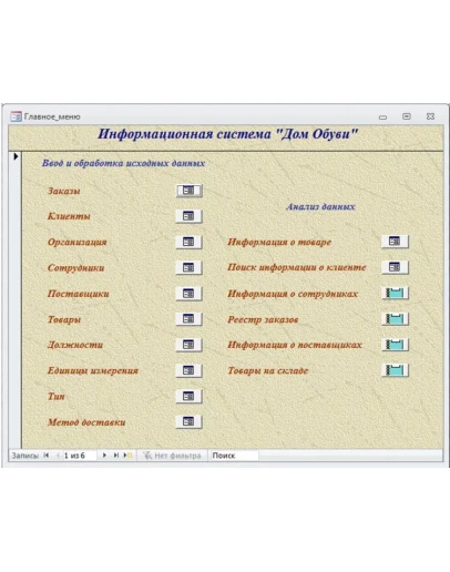 База данных Магазин обуви.mdb + текст курсовой