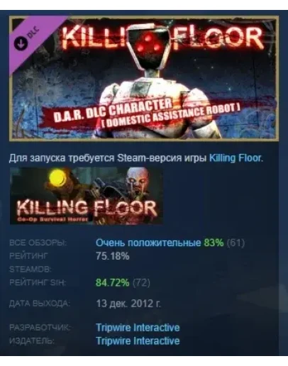 Killing Floor - Robot Premium DLC Character STEAM РФ