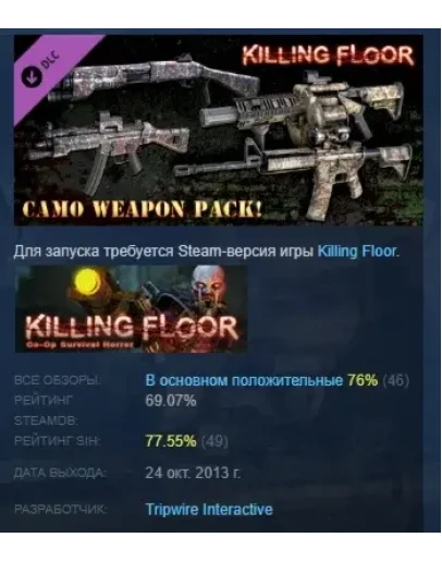 Killing Floor - Camo Weapon Pack DLC STEAM РОССИЯ Killing Floor - Camo Weapon Pack DLC STEAM РОССИЯ