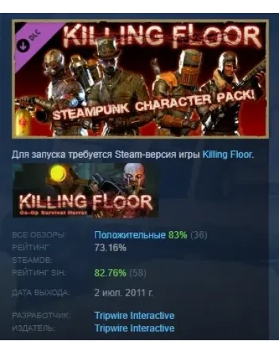 Killing Floor Steampunk Character Pack STEAM РОССИЯ