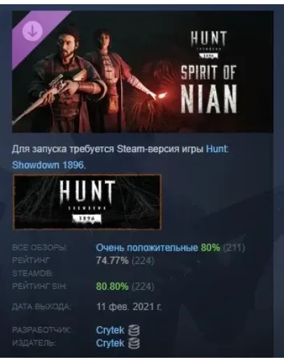 Hunt: Showdown 1896 - Spirit of Nian DLC STEAM РОССИЯ Hunt: Showdown 1896 - Spirit of Nian DLC STEAM РОССИЯ