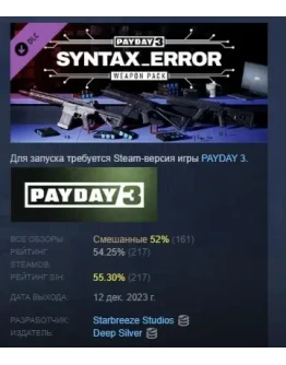 PAYDAY 3: Syntax Error Weapon Pack DLC STEAM РОССИЯ