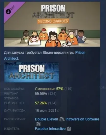 Prison Architect - Second Chances DLC STEAM GIFT РОССИЯ