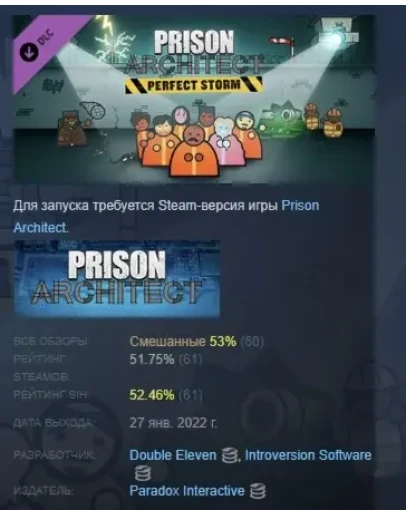 Prison Architect - Perfect Storm DLC STEAM GIFT РОССИЯ