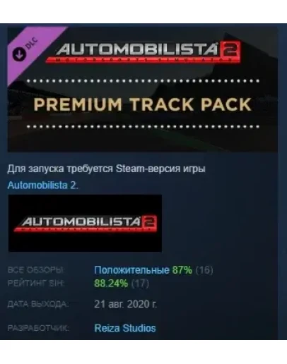 Automobilista 2 Premium Track Pack DLC STEAM РОССИЯ