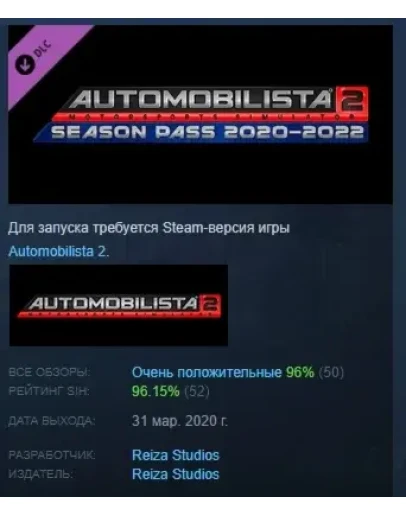 Automobilista 2 2020-2021 Season Pass DLC STEAM РОССИЯ