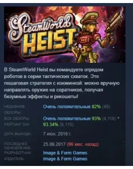 SteamWorld Heist АВТОДОСТАВКА STEAM РОССИЯ