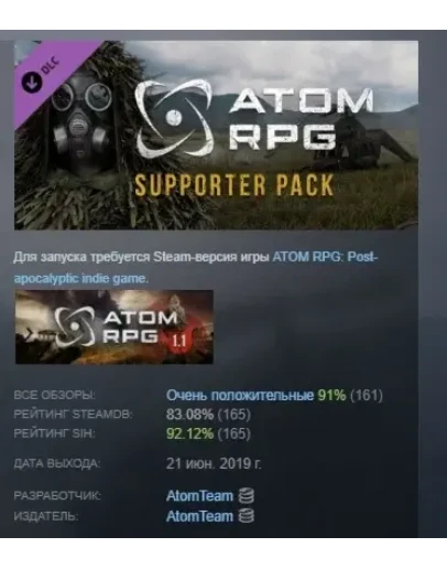 ATOM RPG - Supporter Pack DLC STEAM GIFT РОССИЯ