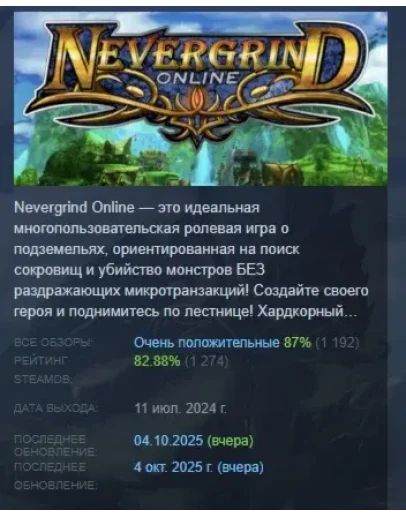 Nevergrind Online АВТОДОСТАВКА STEAM GIFT РОССИЯ