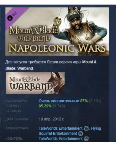 Mount &amp Blade: Warband - Napoleonic Wars DLC STEAM