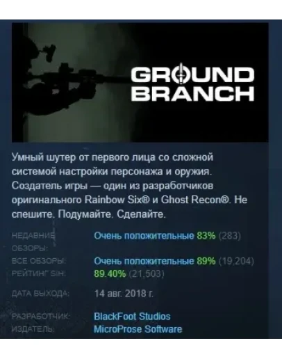 GROUND BRANCH АВТОДОСТАВКА STEAM РОССИЯ