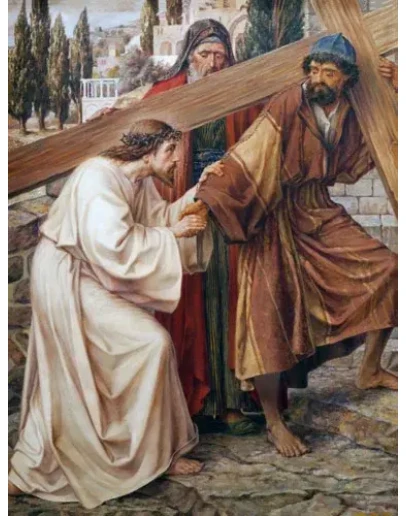 Симон Киринеянин помогает Иисусу нести Крест_002