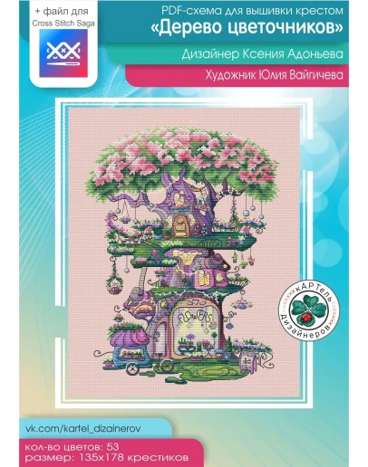 Эксклюзив. схема для вышивки крестом Дерево цветочников Эксклюзив. схема для вышивки крестом Дерево цветочников