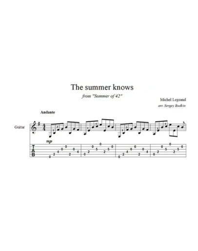 The summer knows (Мишель Легран) для гитары