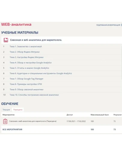 Сквозная веб-аналитика для маркетолога ответы Синергия