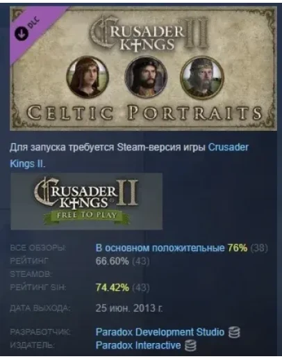 Crusader Kings II: Celtic Portraits DLC STEAM РОССИЯ