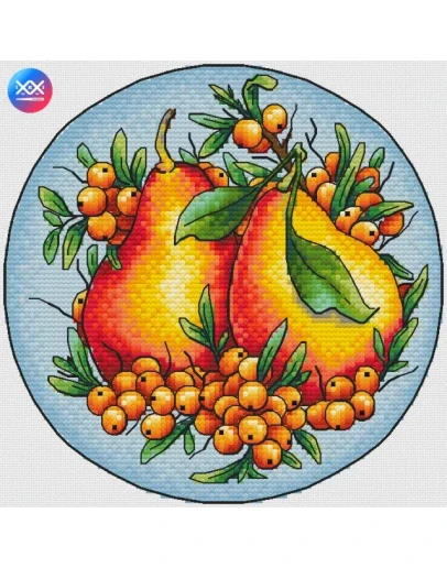 Эксклюзив. схема для вышивки крестом Груши и облепиха