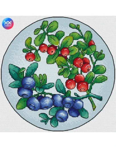 Эксклюзив. схема для вышивки крест Голубика и брусника