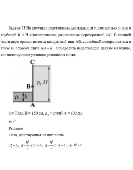 Задача 73 На рисунке представлены две жидкости