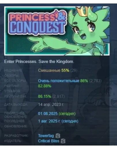 Princess &amp Conquest АВТОДОСТАВКА STEAM РОССИЯ