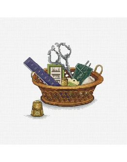 Эксклюзив. схема для вышивки крестом Корзина рукодельни