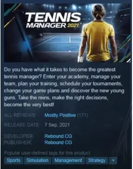 Tennis Manager 2021 (Steam Key GLOBAL)