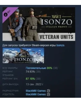 Isonzo - Veteran Units Pack Опытные бойцы STEAM РОССИЯ