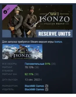 Isonzo - Reserve Units Pack Резервисты STEAM РОССИЯ