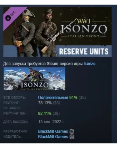 Isonzo - Reserve Units Pack Резервисты STEAM РОССИЯ
