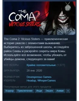 The Coma 2 Vicious Sisters Steam Key/Global+Бонус