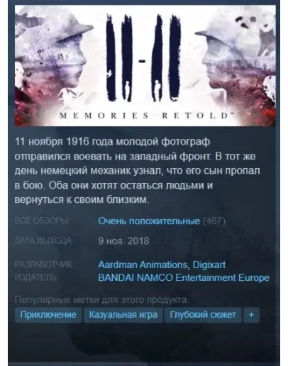 11-11 Memories Retold Steam Key/Global/ROW +