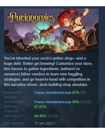 Potionomics АВТОДОСТАВКА STEAM РОССИЯ