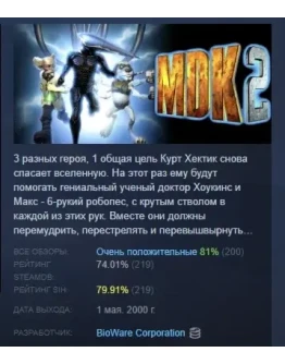MDK 2 АВТОДОСТАВКА STEAM GIFT RU