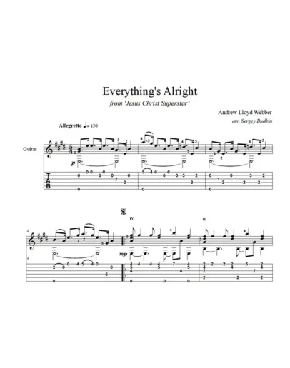 Everything's Alright (Jesus Christ Superstar)для гитары