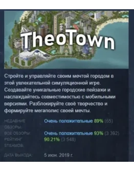 TheoTown АВТОДОСТАВКА STEAM GIFT РОССИЯ