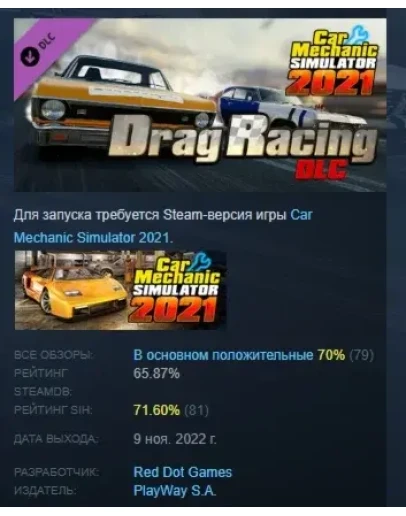Car Mechanic Simulator 2021 - Drag Racing DLC STEAM РФ