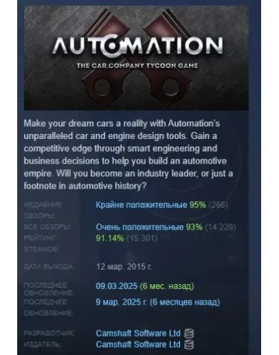 Automation - The Car Company Tycoon Game STEAM РОССИЯ