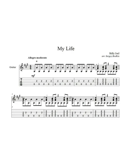 My Life (Билли Джоэл) для гитары