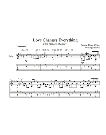 Love Changes Everything (Эндрю Ллойд Уэббер) для гитары