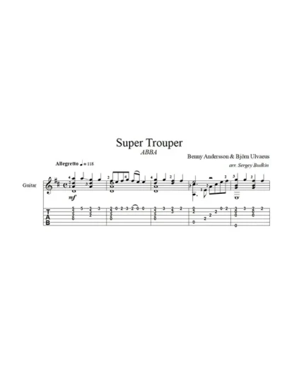 Super Trouper ABBA для гитары