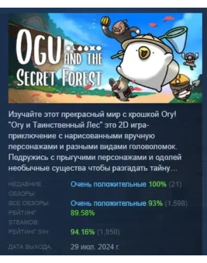 Ogu and the Secret Forest АВТОДОСТАВКА STEAM РОССИЯ