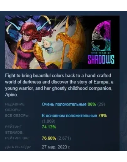9 Years of Shadows АВТОДОСТАВКА STEAM РОССИЯ