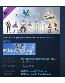 Tales of Zestiria - Pre-order items DLC STEAM РОССИЯ