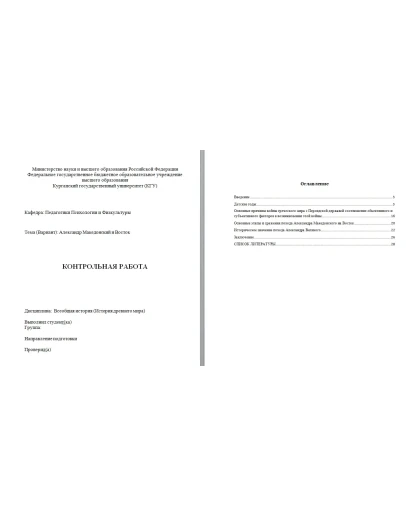 Контрольная работа Александр Македонский и Восток